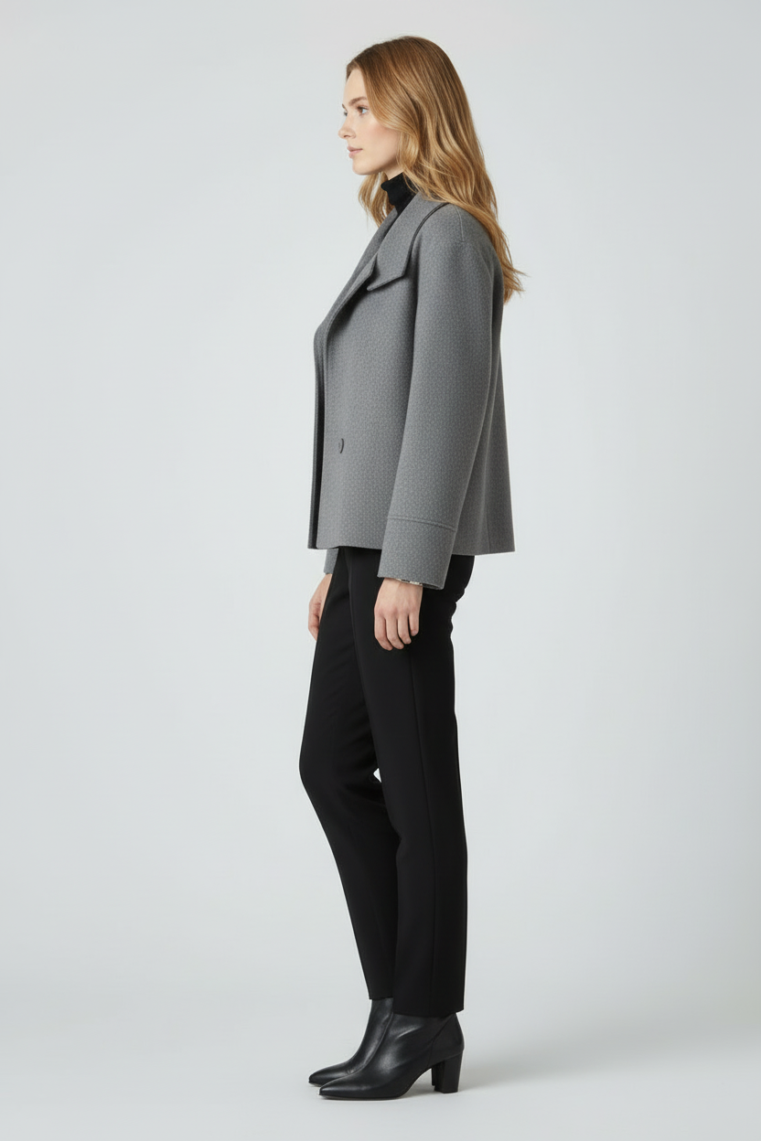 Women’s Jacket with Wide Collar and Button Front