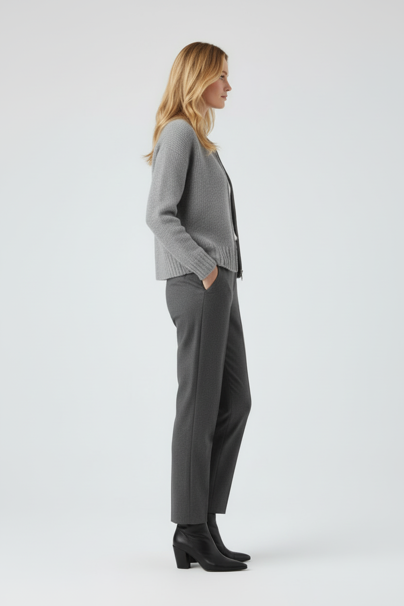 Zip Front Womens Knit Cardigan with Textured Surface Fit