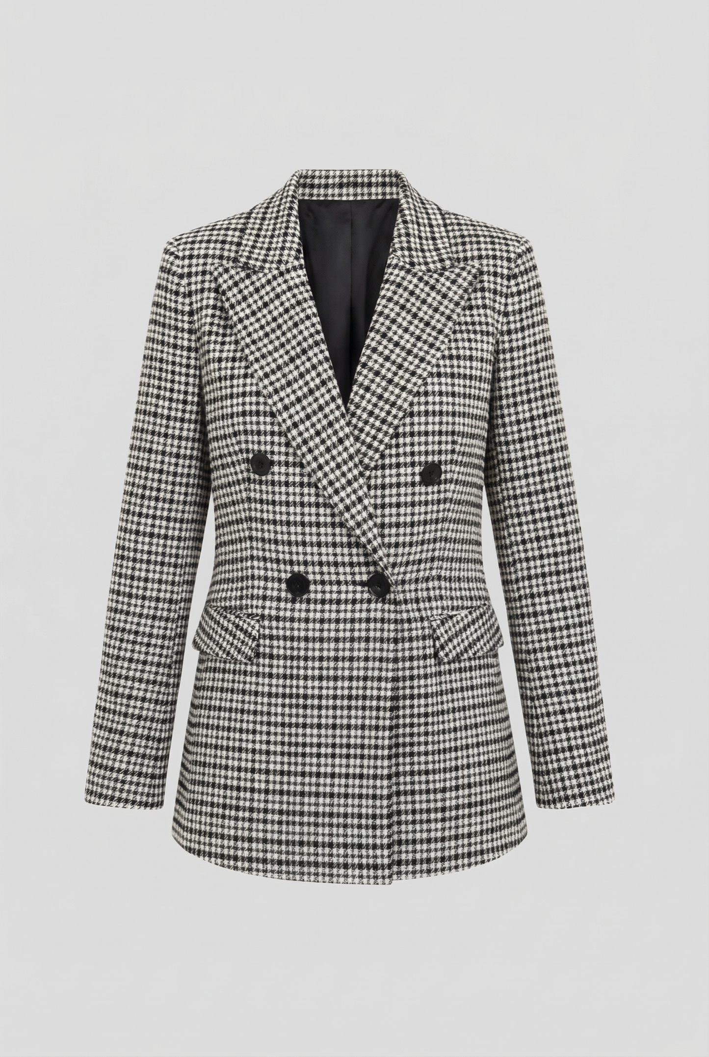 Tailored Checked Blazer with Notched Lapel Silhouette