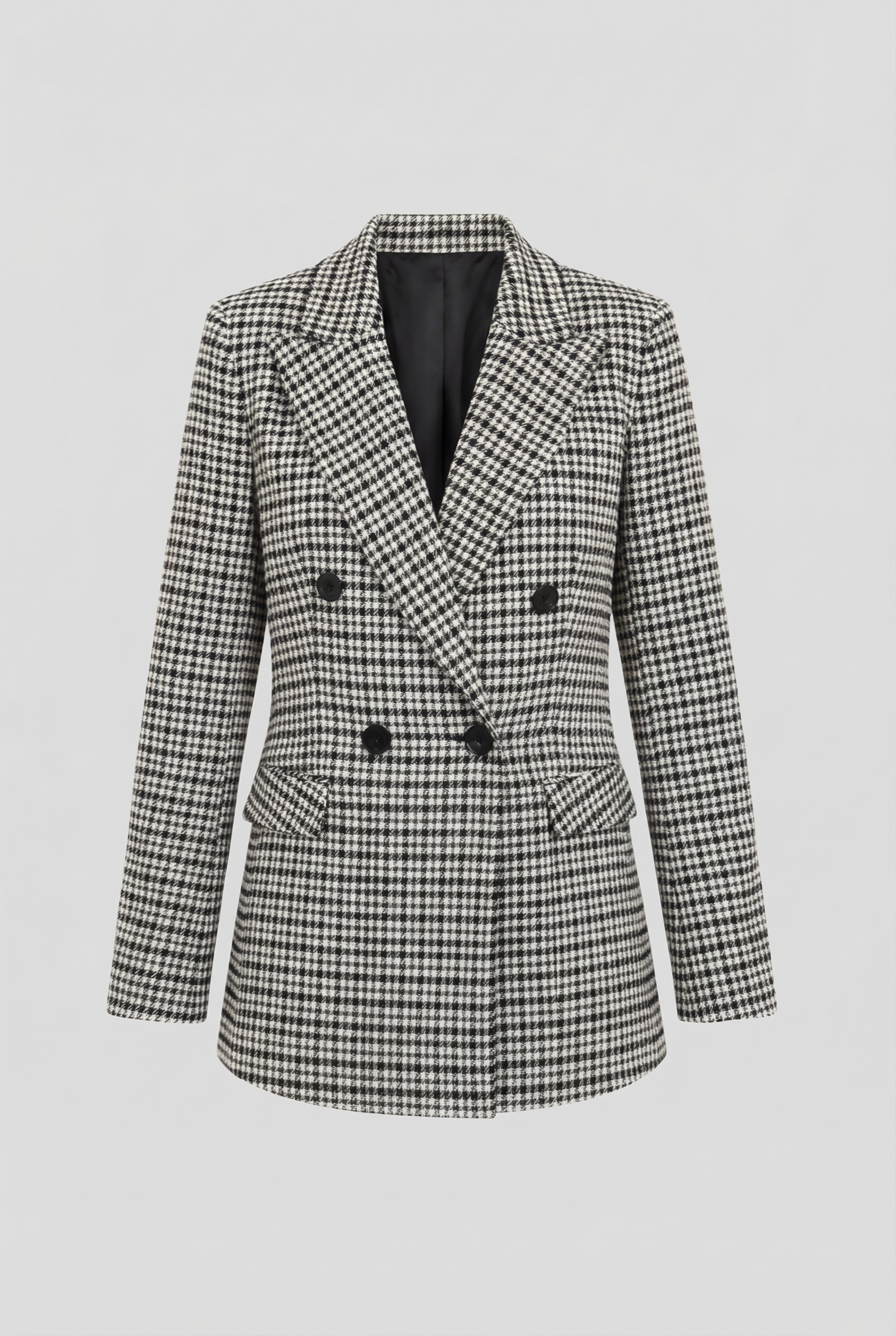 Tailored Checked Blazer with Notched Lapel Silhouette