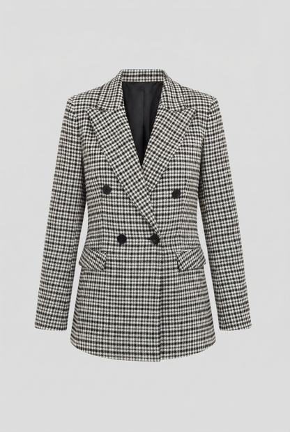 Tailored Checked Blazer with Notched Lapel Silhouette
