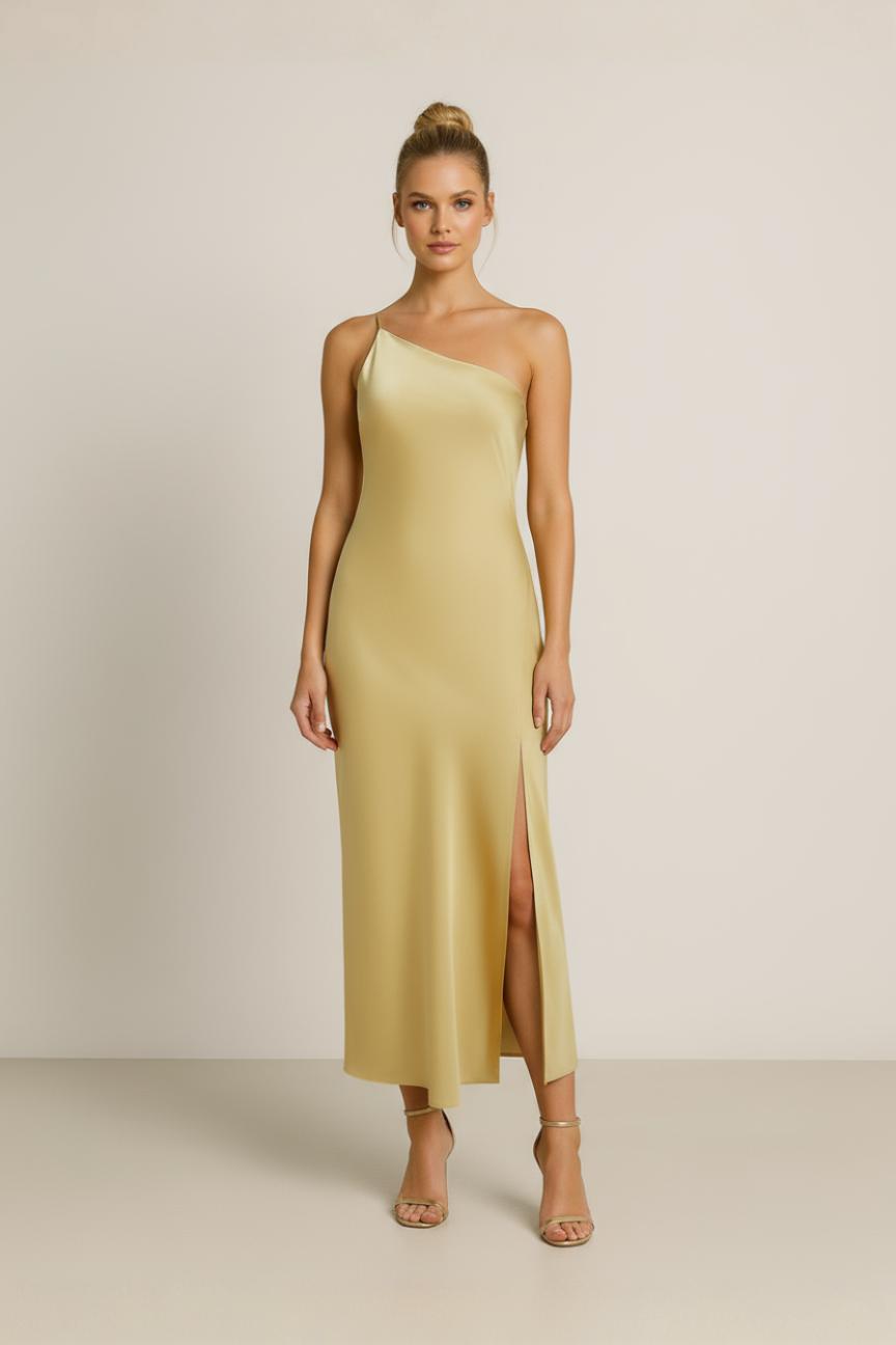 One Shoulder Maxi Dress Women Open Back High Slit