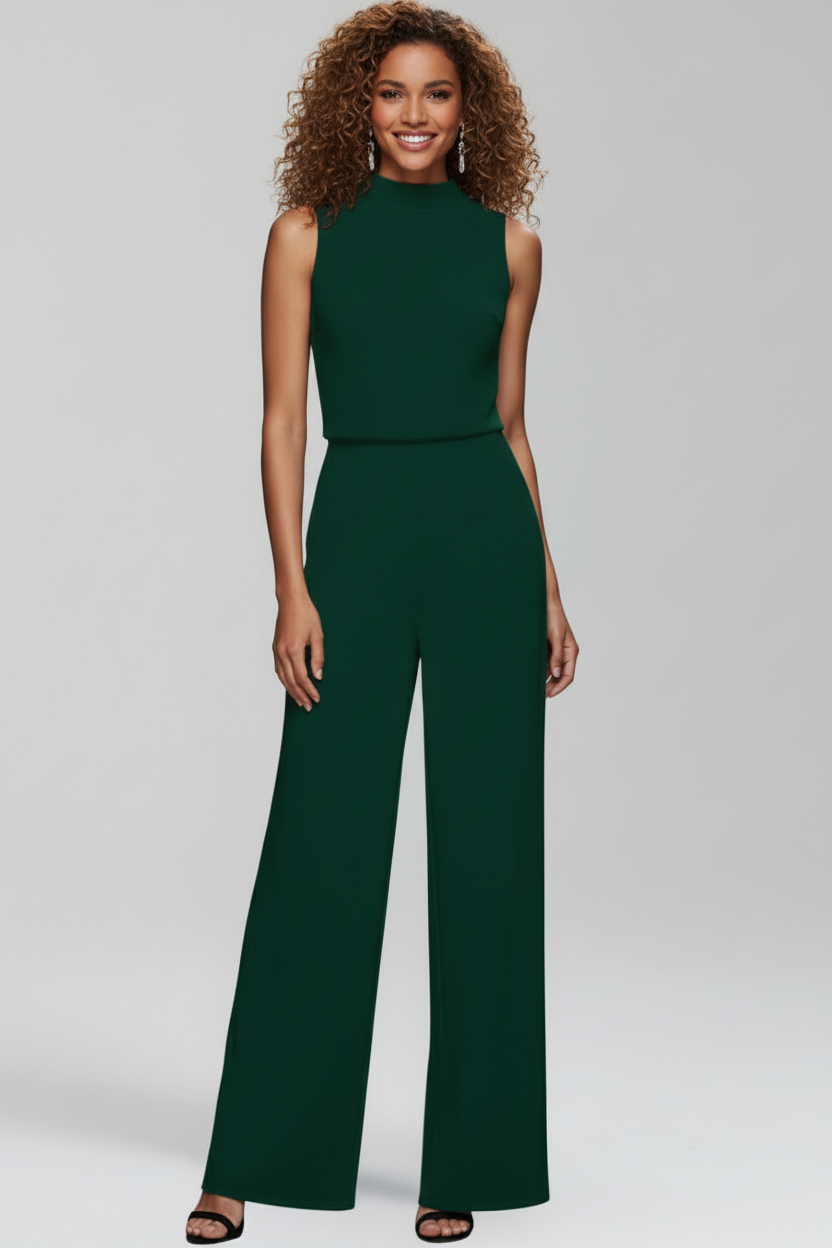 Sleeveless Wide Leg Jumpsuit with Straight Silhouette