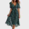V Neck Elegant Midi Dress