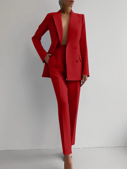 Women's Tailored Blazer and Slim-Leg Trousers Set