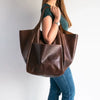 Large Minimalist Shoulder Bag With Long Handles