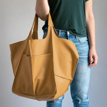 Large Minimalist Shoulder Bag With Long Handles