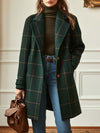 Women's Check Lapel Collar Coat