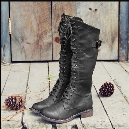 Women's Lace-Up Knee-High Riding Boots