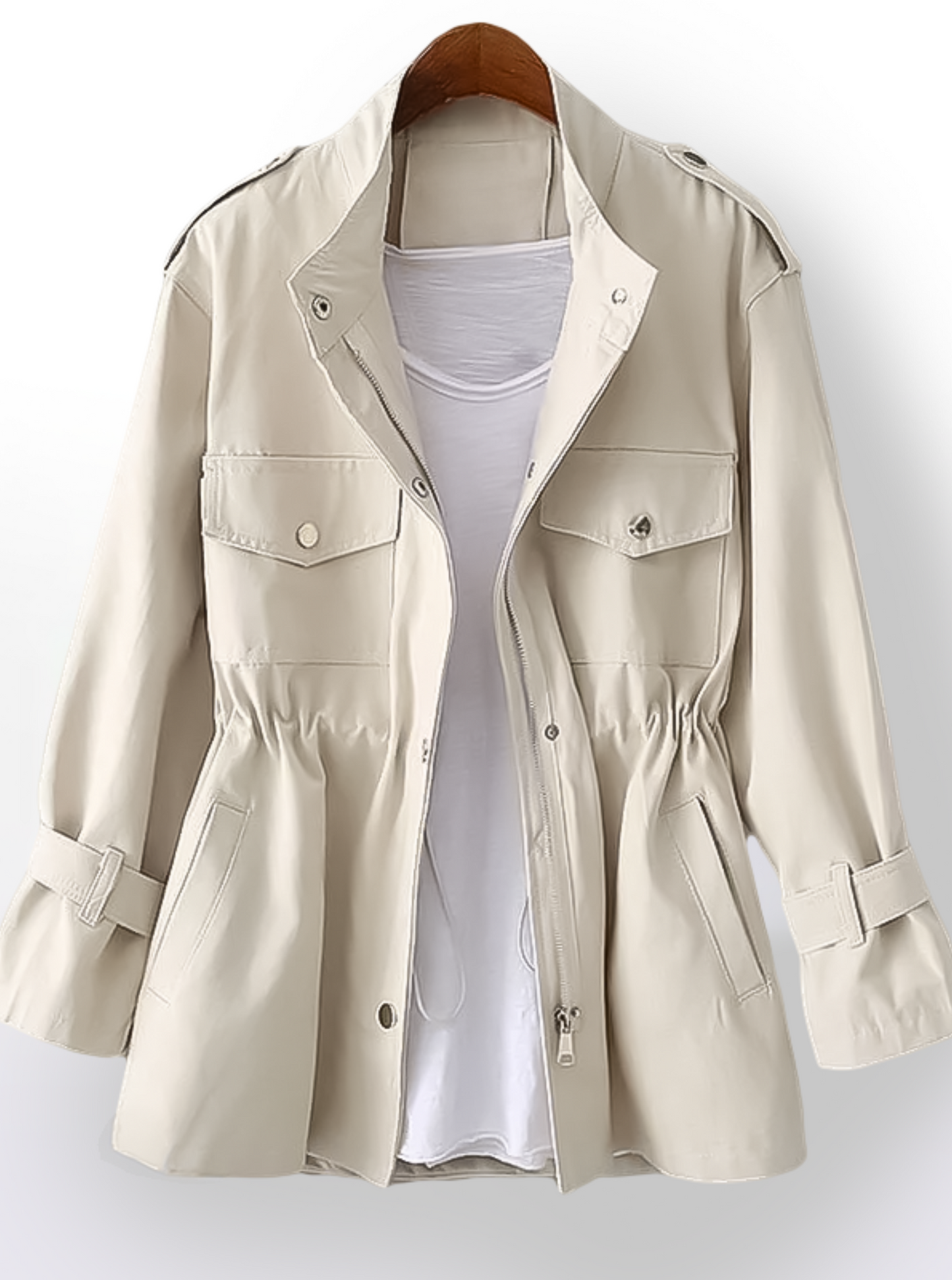 Women's Cargo Style Drawstring Waist Jacket