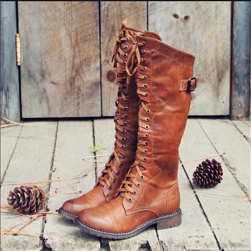 Women's Lace-Up Knee-High Riding Boots