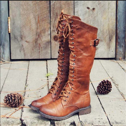 Women's Lace-Up Knee-High Riding Boots