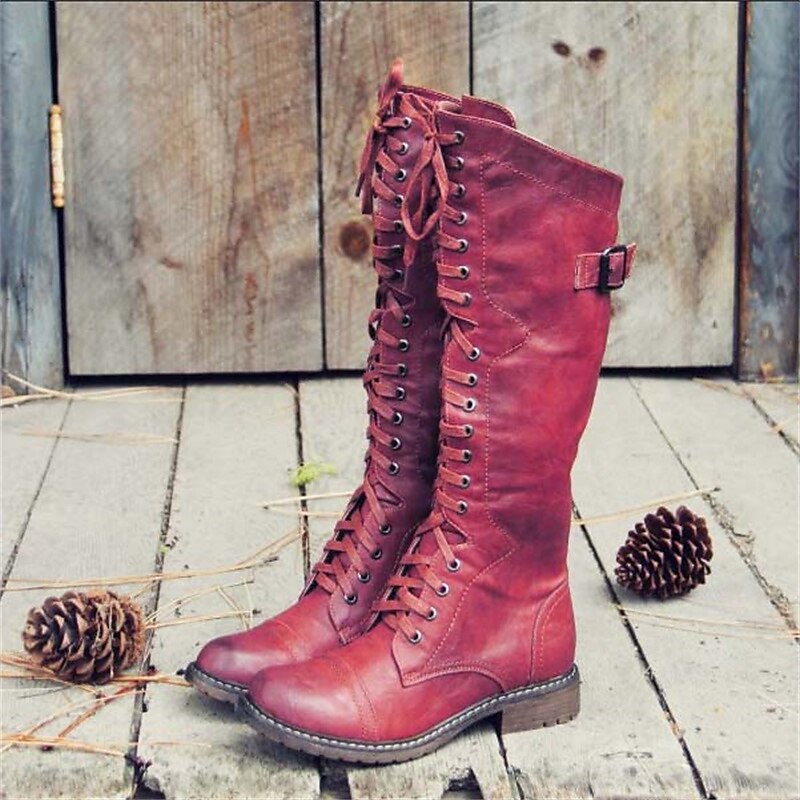 Women's Lace-Up Knee-High Riding Boots