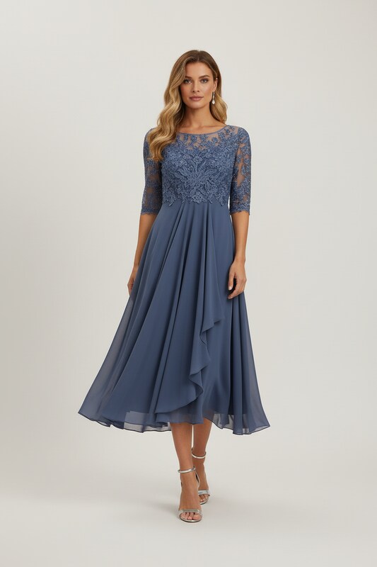 Elegant Lace Dress with Layered Skirt