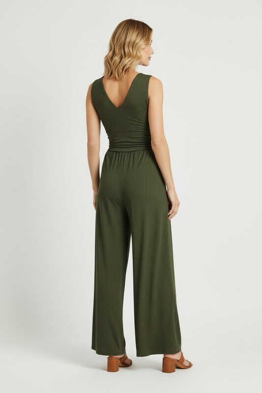 Sleeveless Wide Leg Jumpsuit with Defined Waist