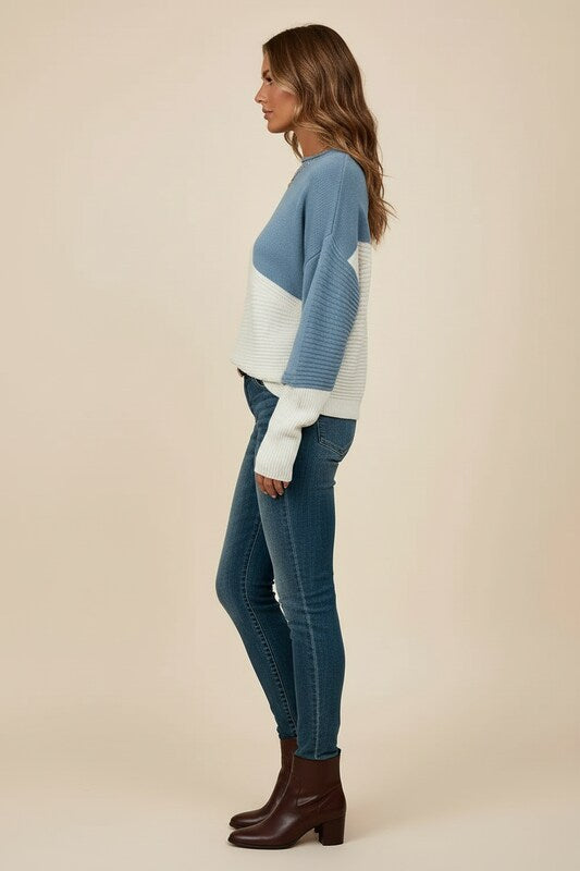 Ribbed Crew Neck Sweater Women