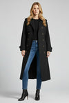 Long Womens Trench Coat with Belted Closure and Structured Fit
