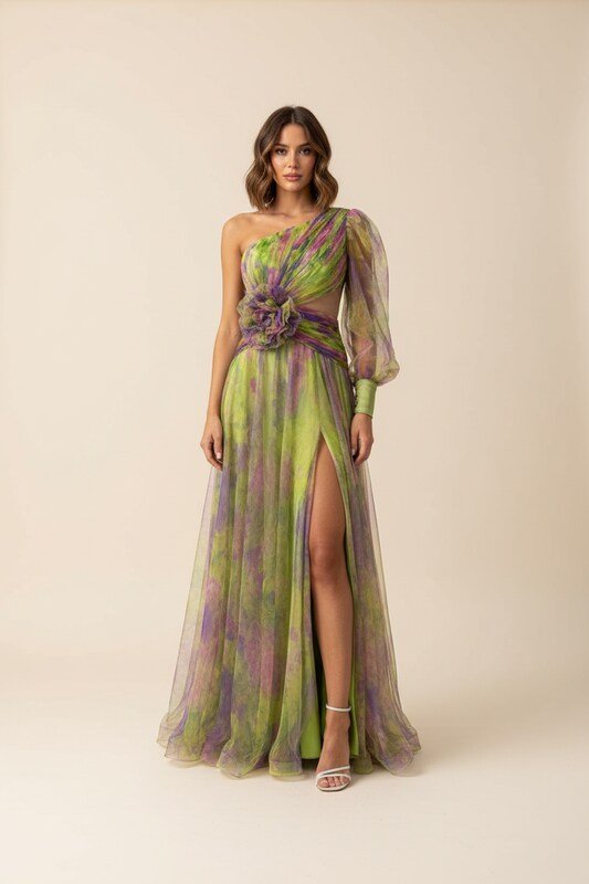 Long Sleeve Tailored Dress with Front Slit