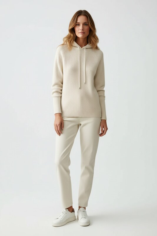 Ribbed Hoodie with Relaxed Silhouette