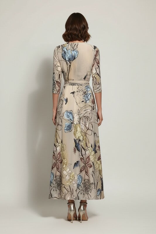 Floral Midi Dress with Flowing Silhouette and Feminine Fit