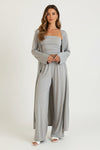 Three Piece Set with Fitted Top Pants and Kimono