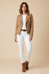 Women’s Cropped Biker Jacket with Statement Details