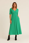 A Line Dress with V Neckline and Draped Silhouette