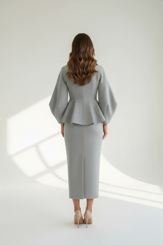 Two Piece Skirt Suit With Blazer Top