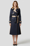 Double Button Womens Trench Coat with Waist Belt Fit