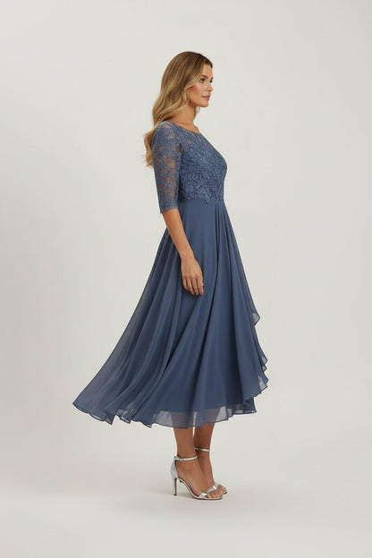 Elegant Lace Dress with Layered Skirt