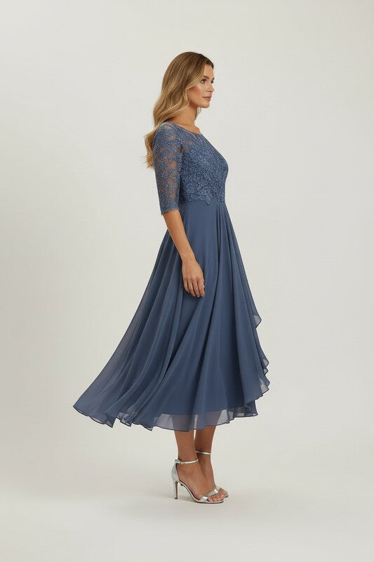 Elegant Lace Dress with Layered Skirt