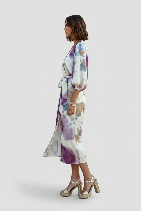 Floral Wrap Top & Midi Skirt Set