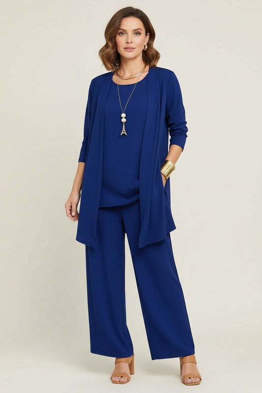 Three Piece Top and Pants Set with Relaxed Fit