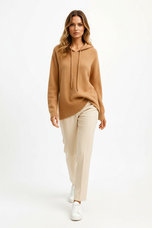 Ribbed Hoodie with Relaxed Silhouette