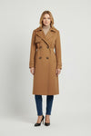 Womens Trench Coat with Notched Lapel and Button Front Fit