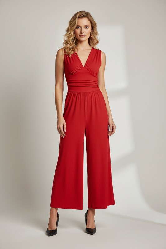 Sleeveless Wide Leg Jumpsuit with Defined Waist