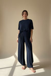 Relaxed Fit Two Piece Set with Wide Leg Pants