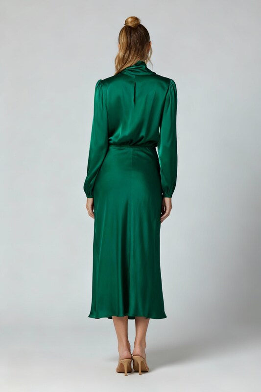 Floor Length Dress Women Elegant A Line with Pleated Detail