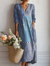 Patchwork Print V Neck Maxi Dress