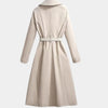 Women's Belted Midi Trench Coat with Contrast Scarf Detail