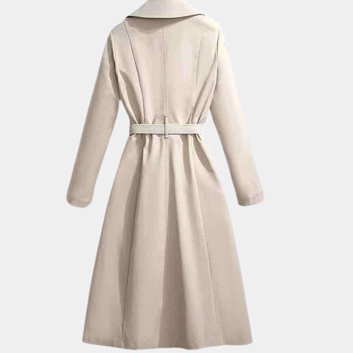 Women's Belted Midi Trench Coat with Contrast Scarf Detail