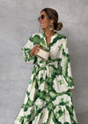 Boho Tie Dye Balloon Sleeve Maxi Dress
