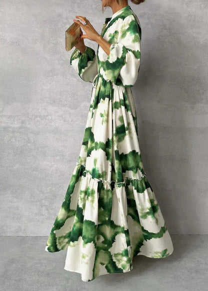 Boho Tie Dye Balloon Sleeve Maxi Dress