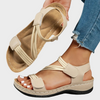 Braided Band Wedge Sandals With Hook Loop Ankle Strap