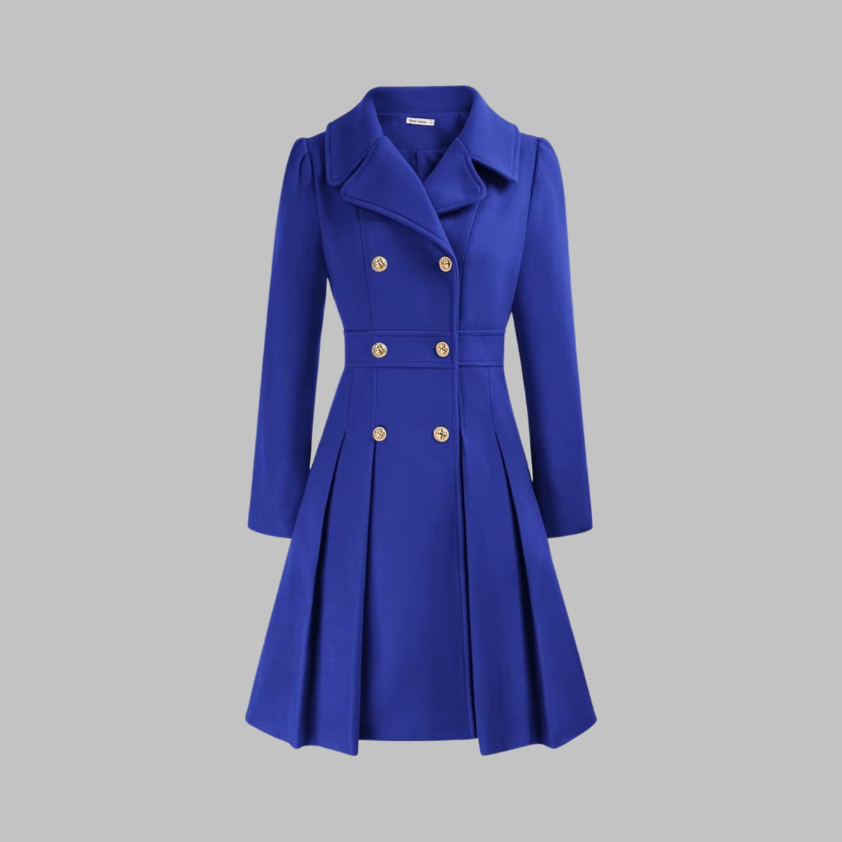 Women's Double-Breasted Pleated A-Line Coa