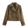 Women's Cropped Double-Breasted Trench Coat