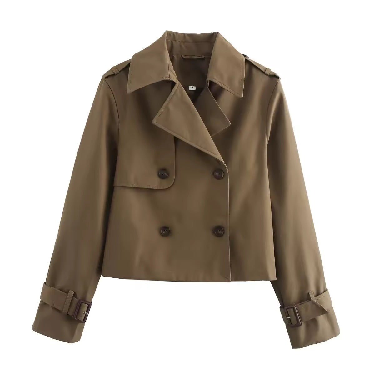 Women's Cropped Double-Breasted Trench Coat