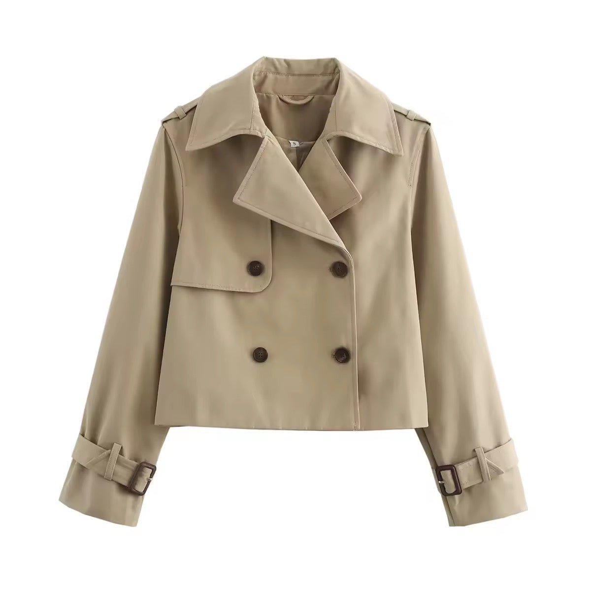 Women's Cropped Double-Breasted Trench Coat