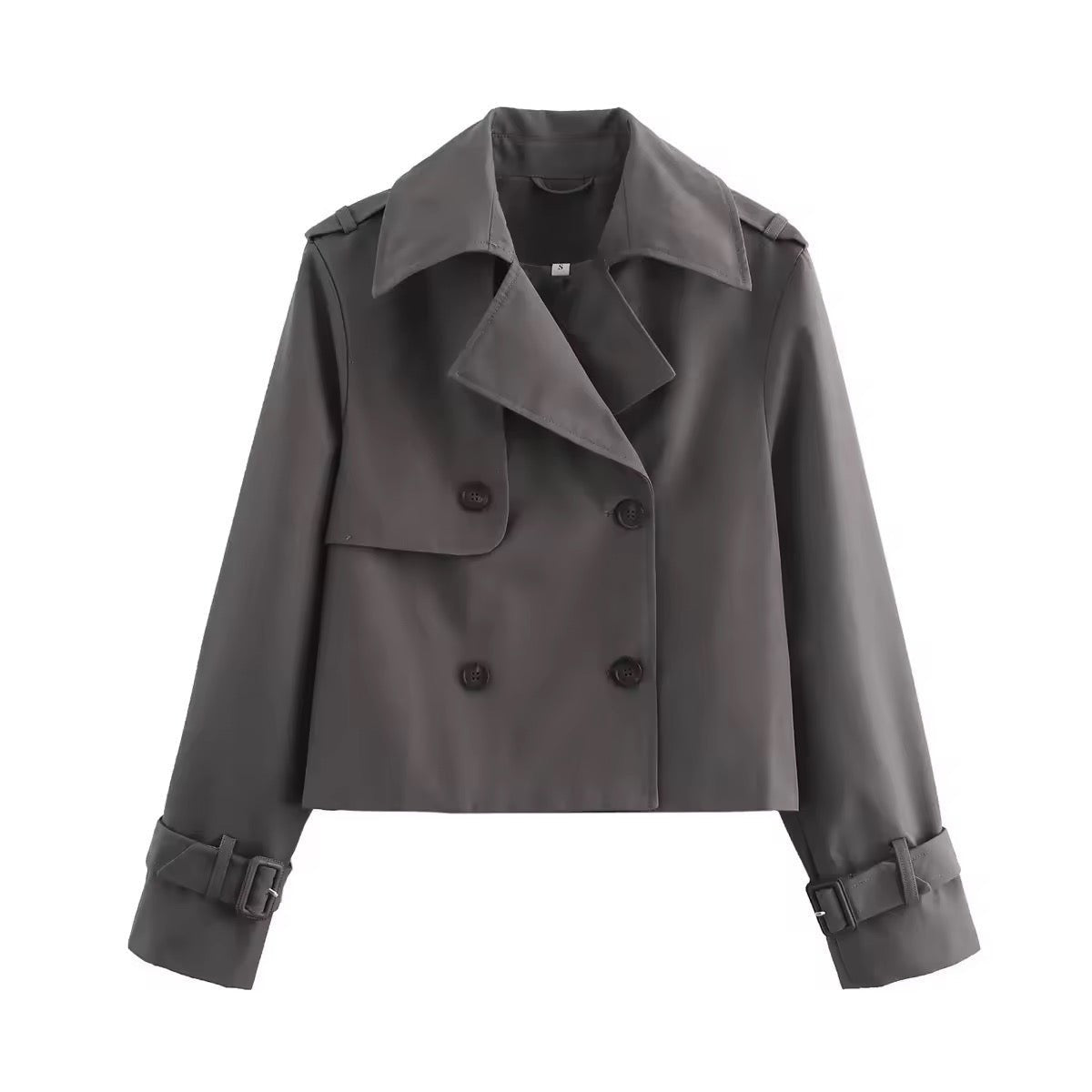 Women's Cropped Double-Breasted Trench Coat