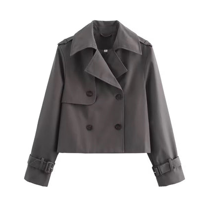 Women's Cropped Double-Breasted Trench Coat